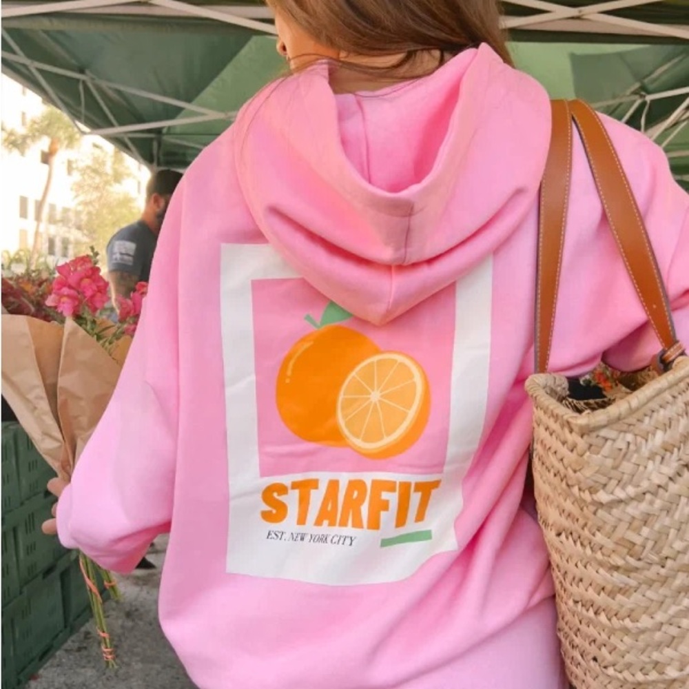 Starfit Pink Graphic Hoodie for Women CITRUS SQUEEZE HOODIE